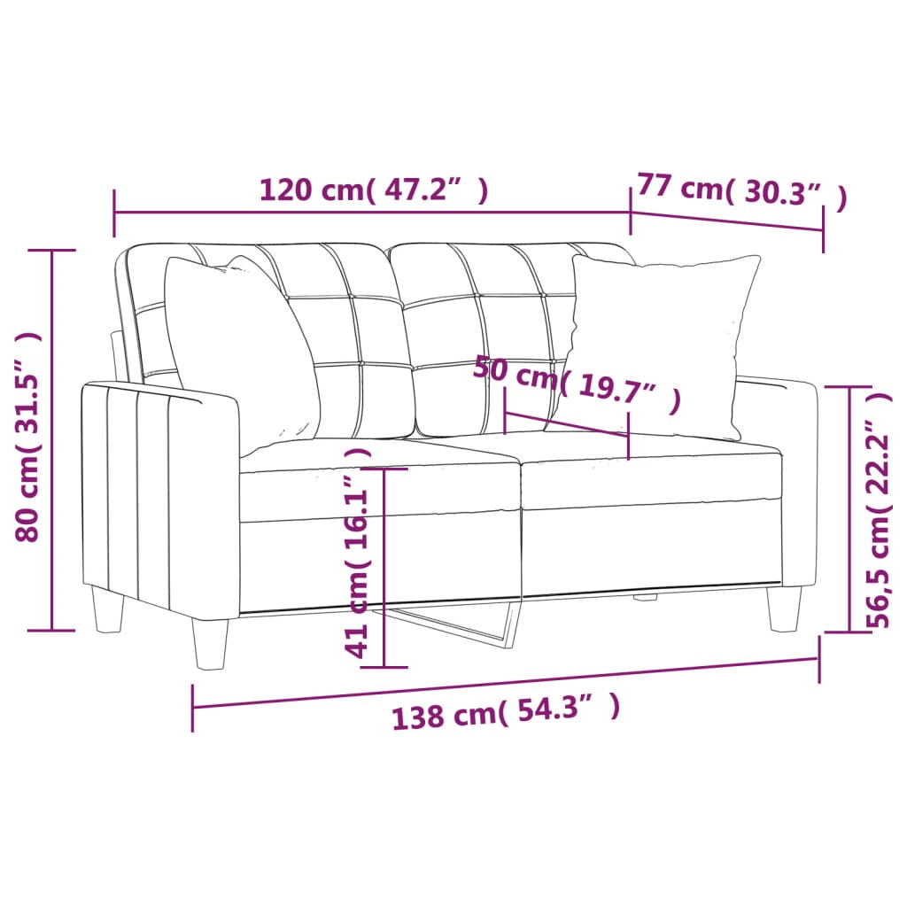 Divano a 2 Posti con Cuscini Cappuccino 120 cm in Similpelle | homemem39