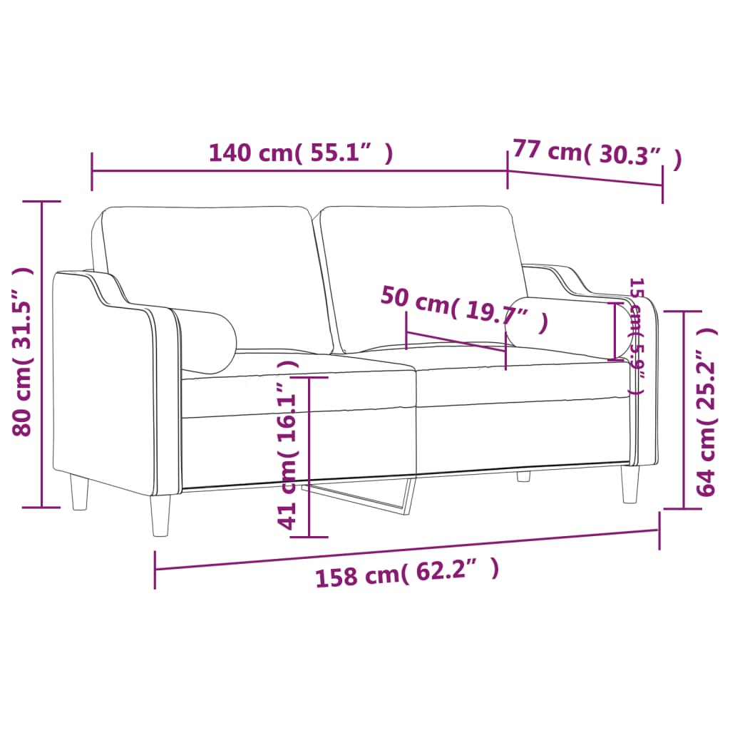 Divano a 2 Posti con Cuscini Grigio Chiaro 140 cm in Tessuto | homemem39