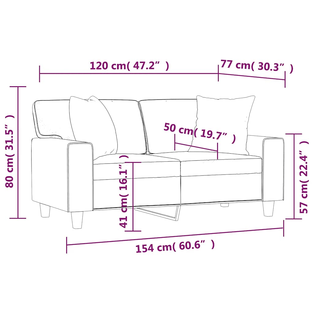 Divano a 2 Posti con Cuscini Nero 120 cm in Similpelle | homemem39