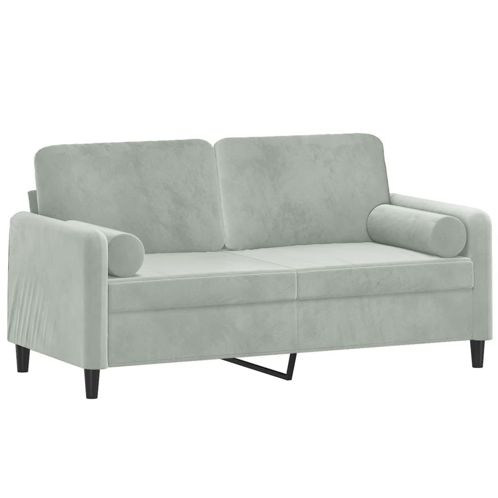 Divano a 2 Posti con Cuscini Grigio Chiaro 140 cm in Velluto | homemem39