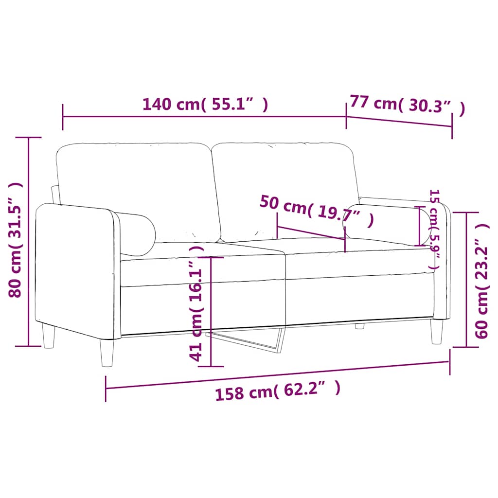 Divano a 2 Posti con Cuscini Verde Scuro 140 cm in Velluto | homemem39