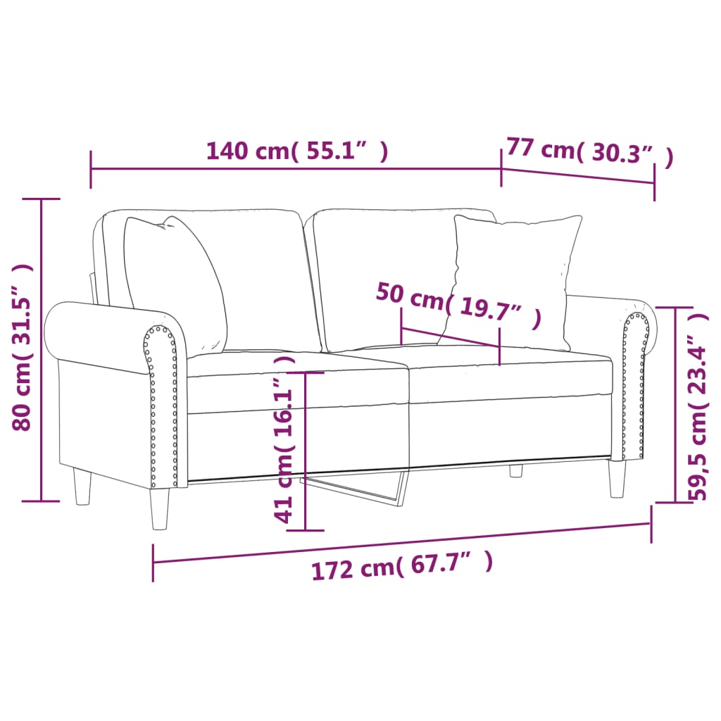 Divano a 2 Posti con Cuscini Grigio 140 cm in Similpelle | homemem39