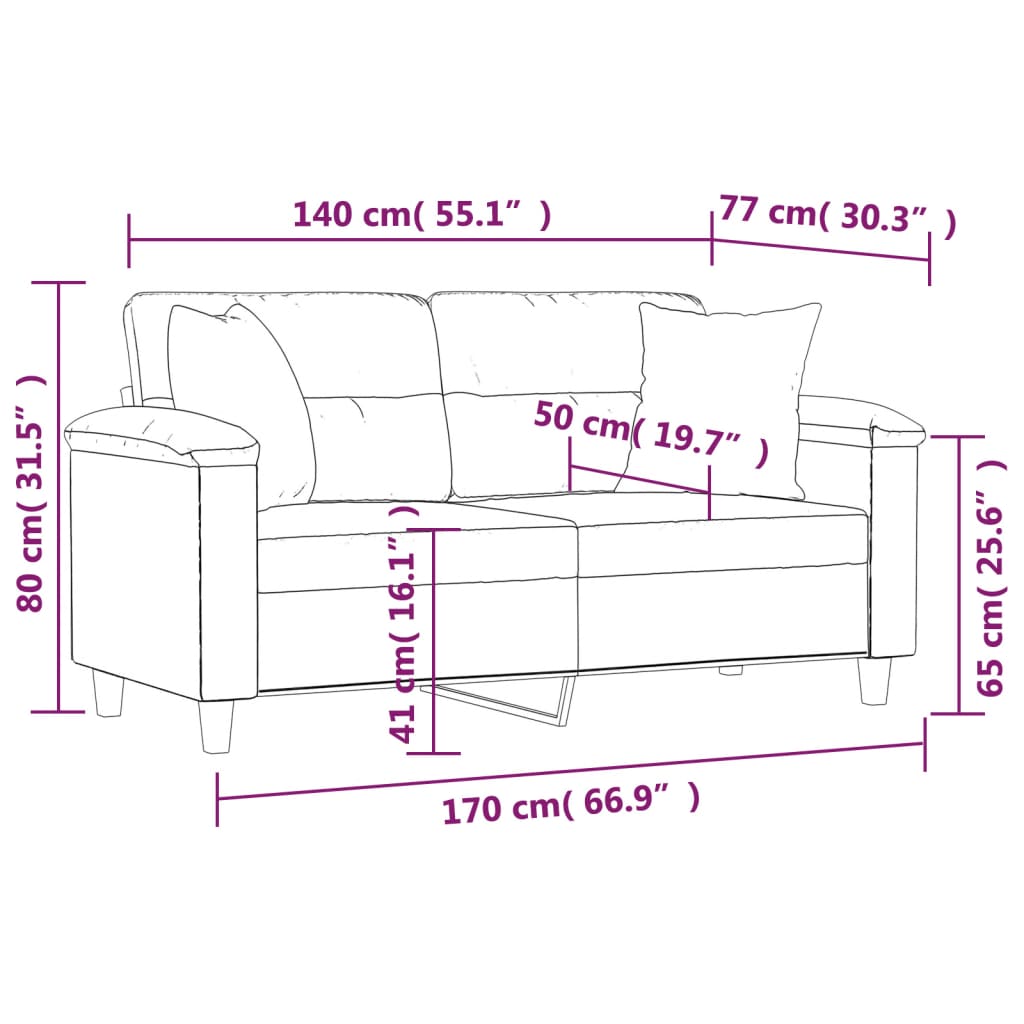 Divano a 2 Posti con Cuscini Beige 140 cm Tessuto Microfibra | homemem39