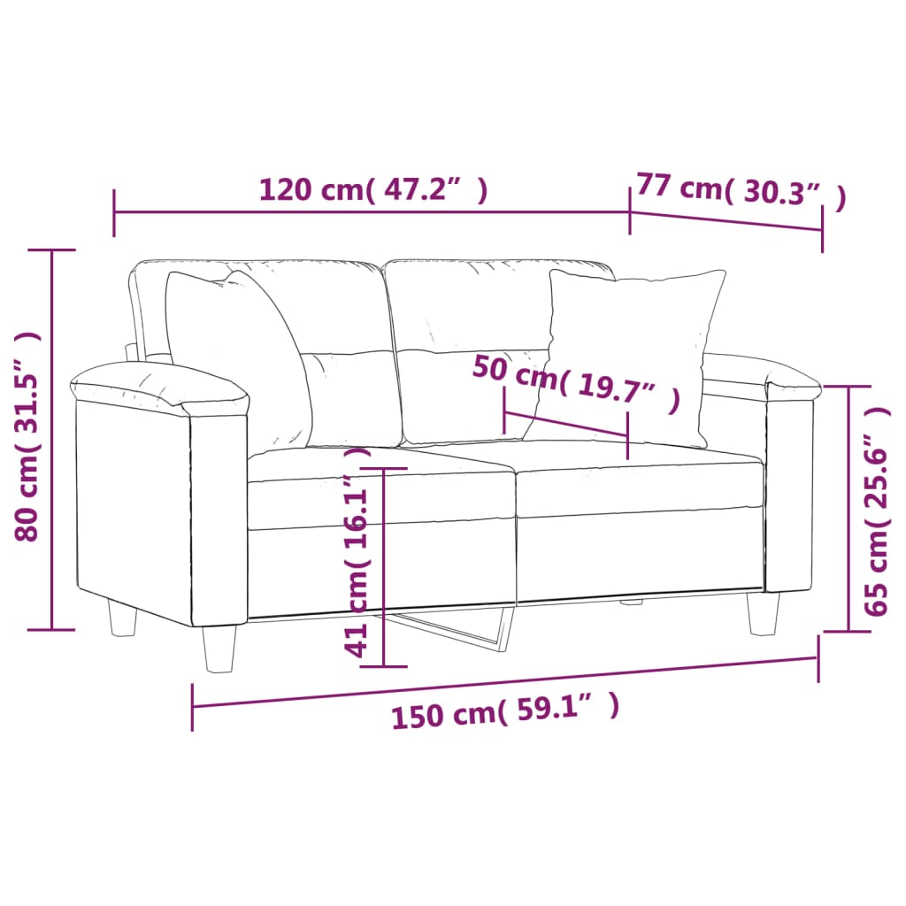 Divano a 2 Posti con Cuscini Rosso Vino 120 cm in Similpelle | homemem39