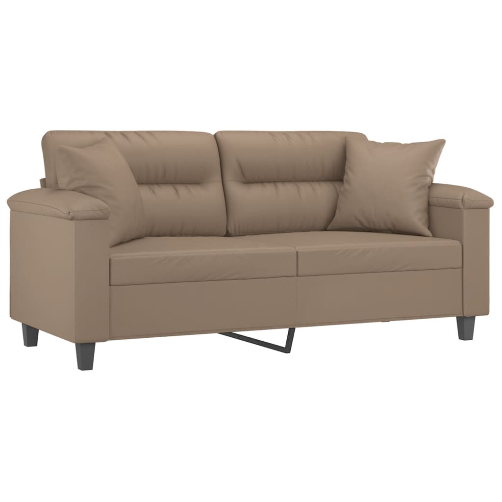Divano a 2 Posti con Cuscini Cappuccino 140 cm in Similpelle | homemem39