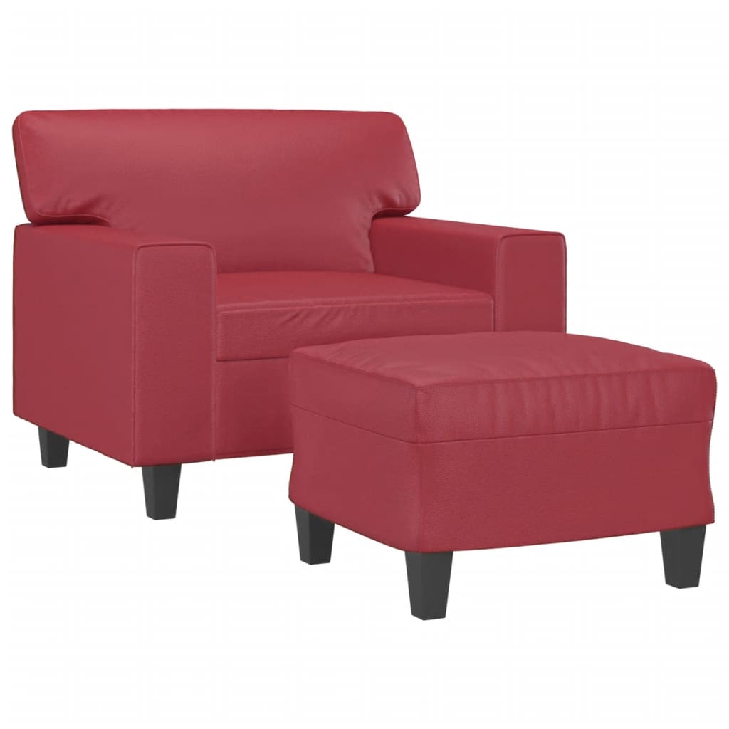 Poltrona con Poggiapiedi Rosso Vino 60 cm