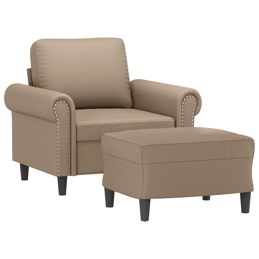 Poltrona con Poggiapiedi Cappuccino 60 cm in Similpelle | homemem39