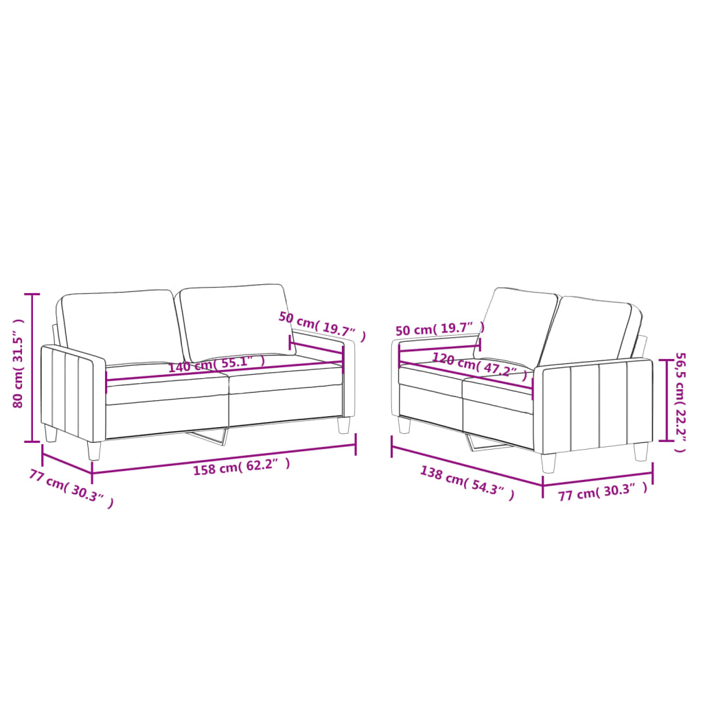 Set di Divani 2 pz con Cuscini cappuccino in Similpelle | homemem39