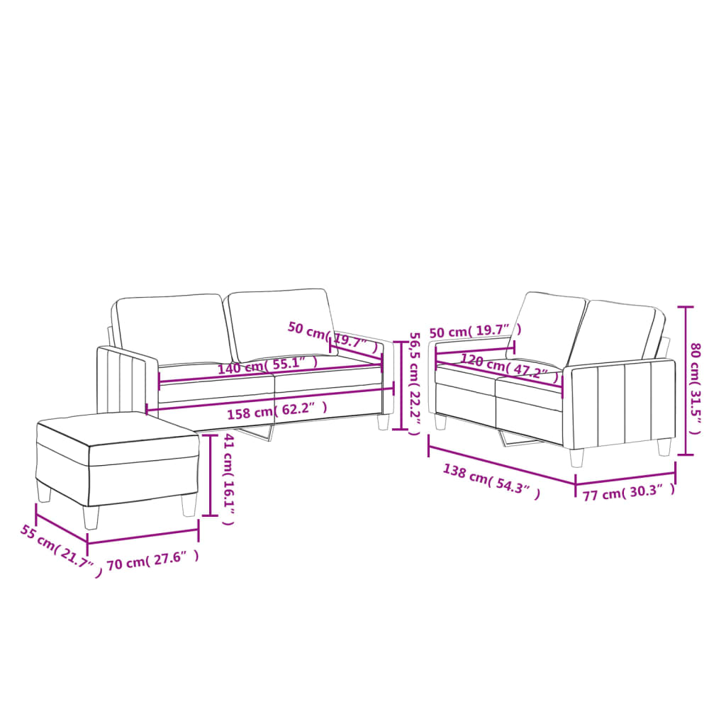 Set di Divani 3 pz con Cuscini Grigio in Similpelle | homemem39