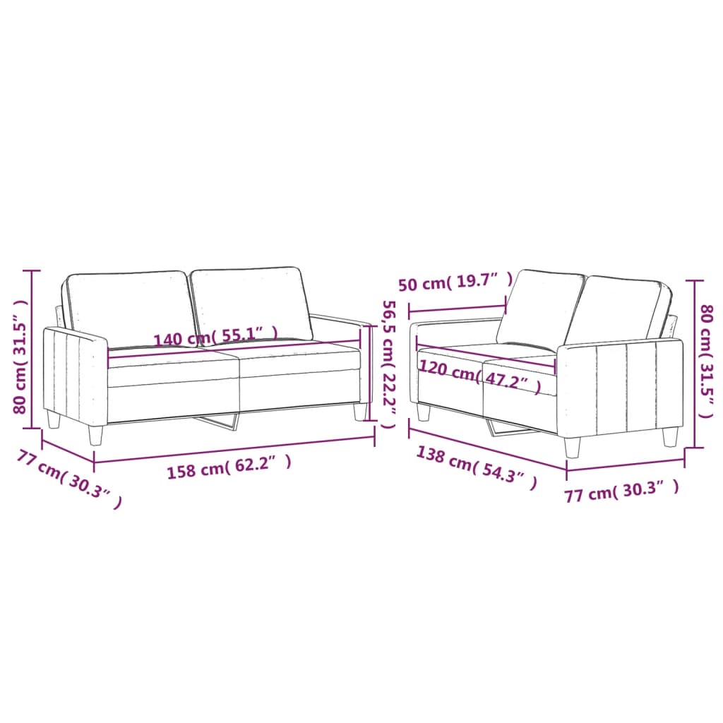 Set di Divani 2 pz con Cuscini Blu in Velluto | homemem39