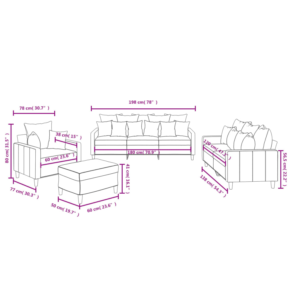 Set di Divani 4 pz con Cuscini Grigio Scuro in Velluto | homemem39
