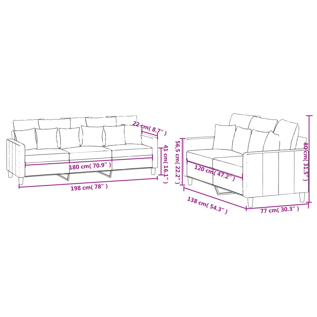 Set di Divani 2 pz con Cuscini Grigio Chiaro in Velluto | homemem39