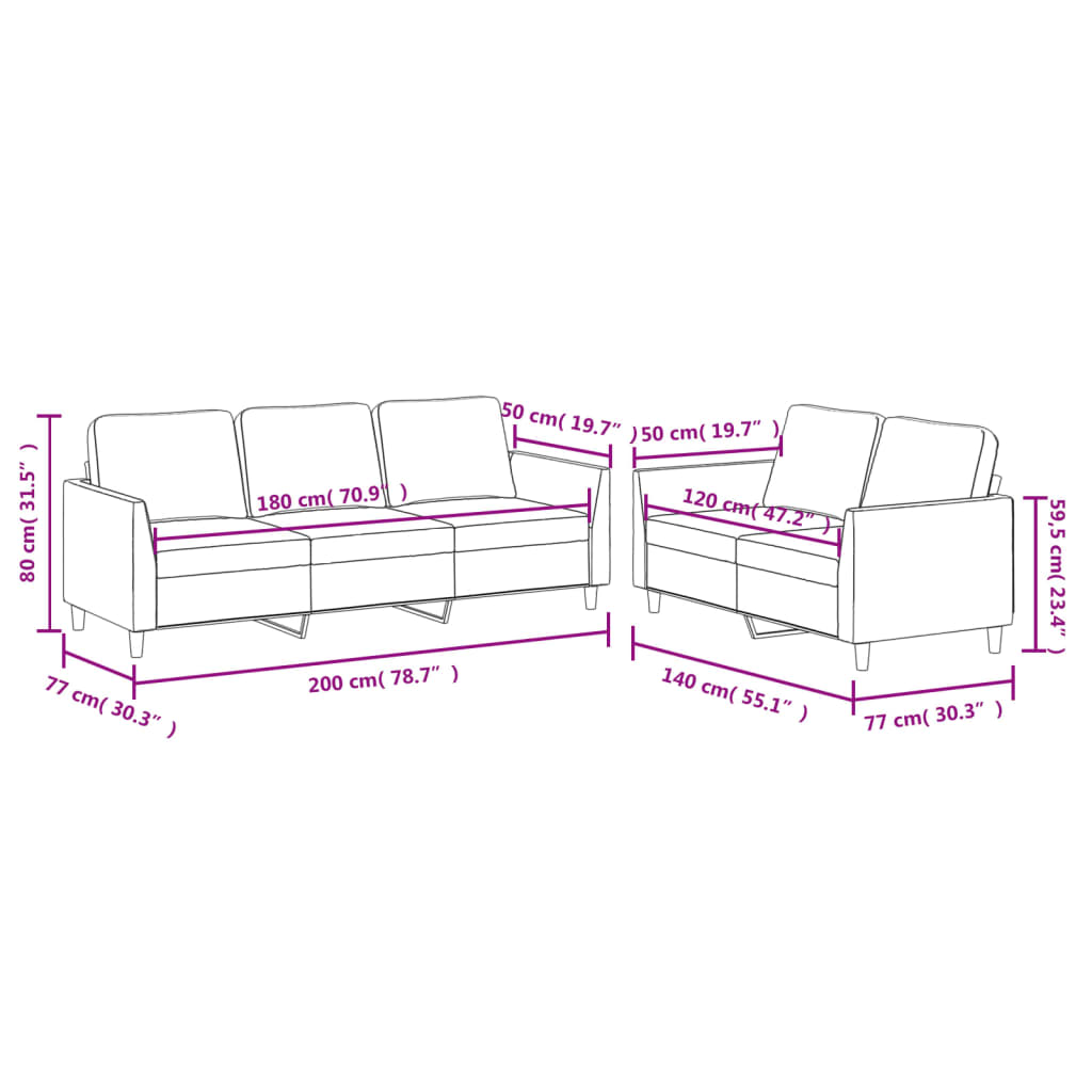 Set di Divani 2 pz con Cuscini cappuccino in Similpelle | homemem39