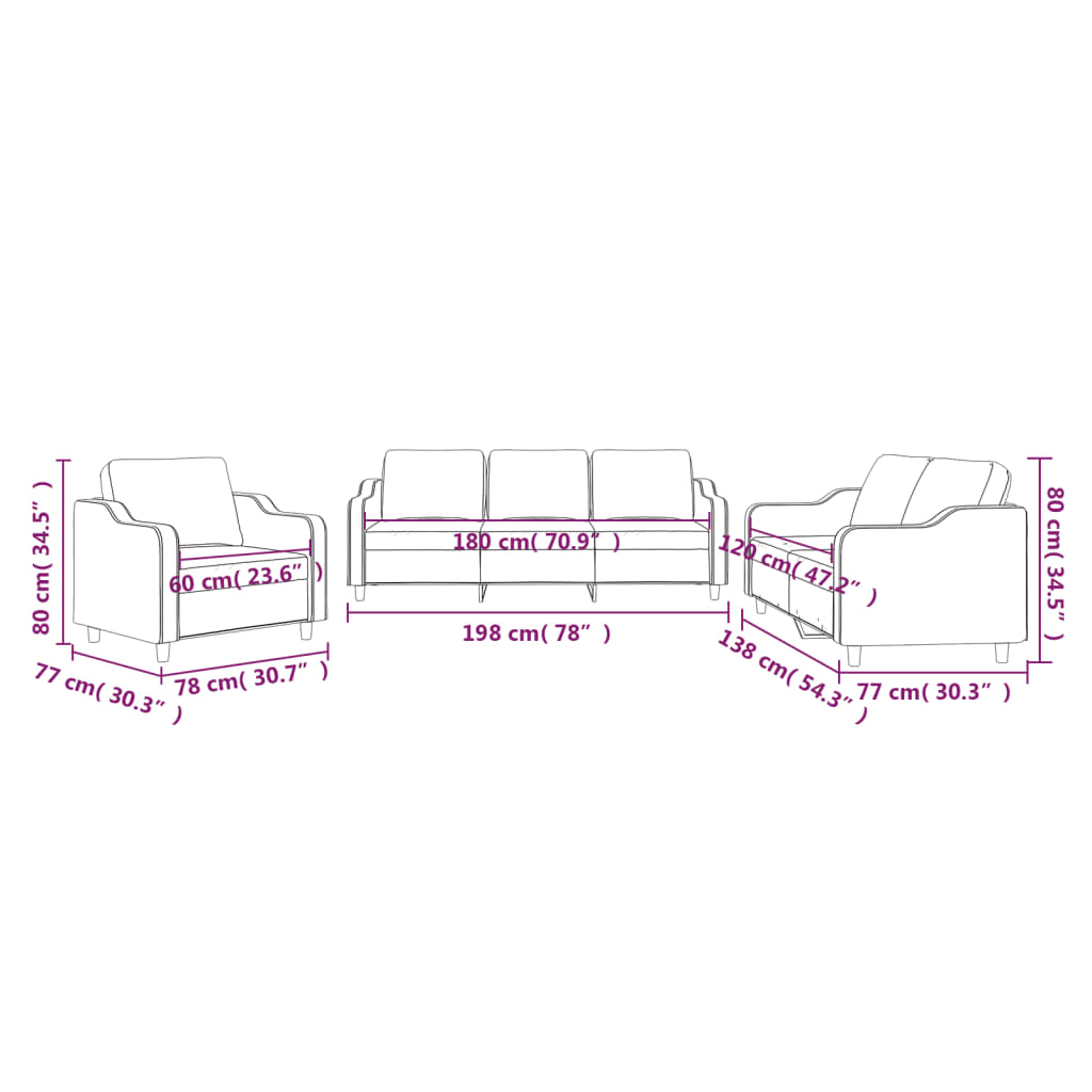 Set di Divani 3 pz con Cuscini Grigio Chiaro in Tessuto | homemem39
