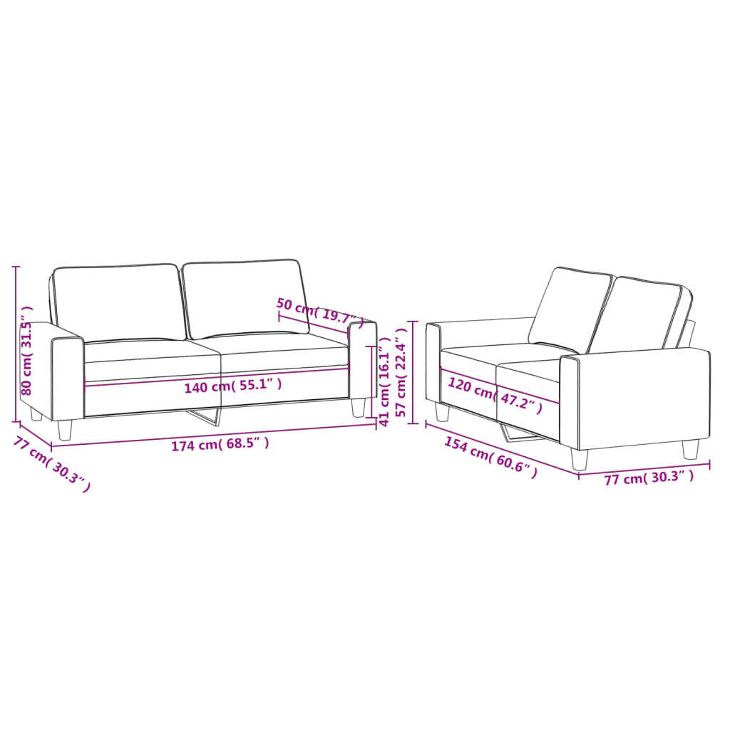Set di Divani 2 pz Crema in Tessuto | homemem39