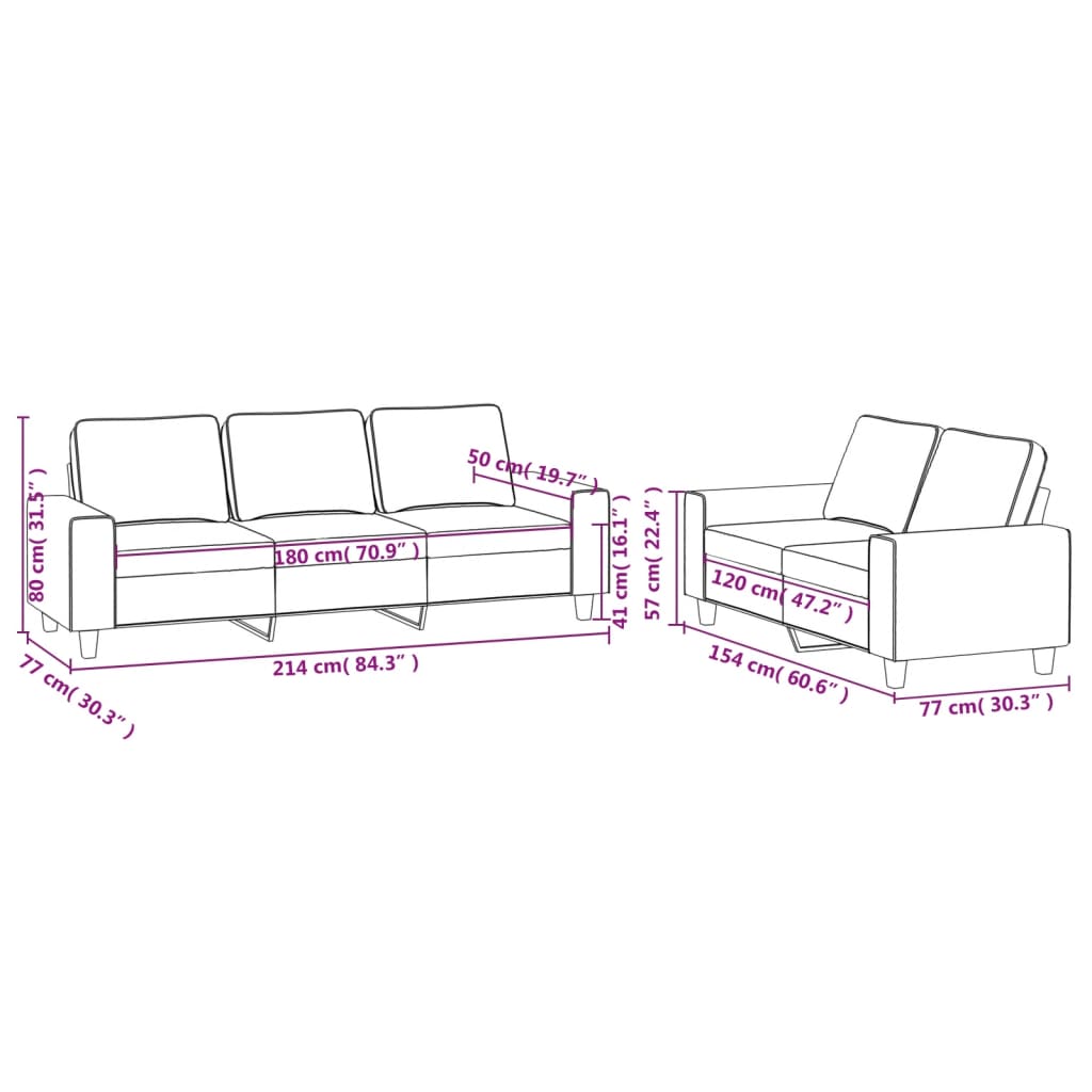 Set di Divani 2 pz Grigio Scuro in Tessuto | homemem39