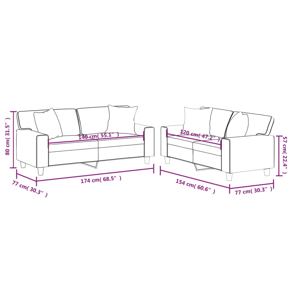 Set di Divani 2 pz con Cuscini Crema in Similpelle | homemem39