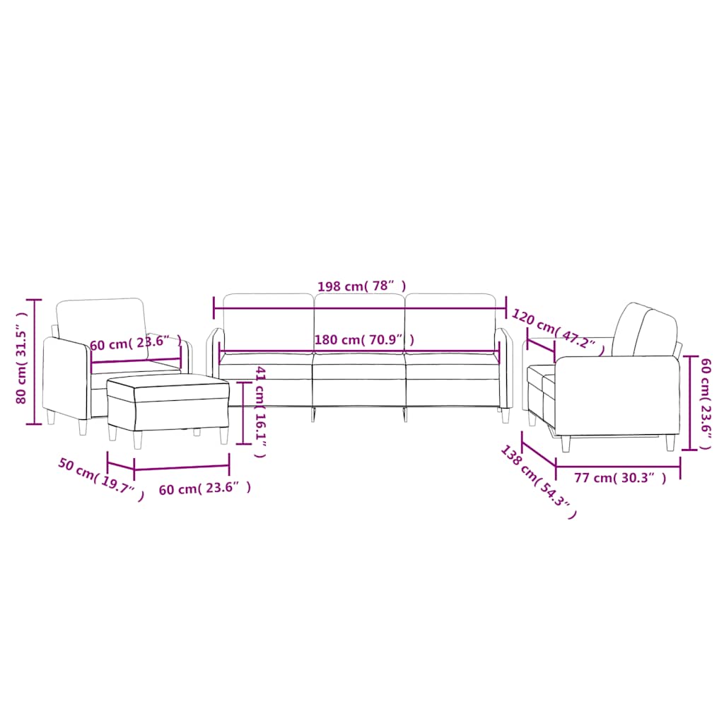 Set di Divani 4 pz Marrone in Velluto | homemem39