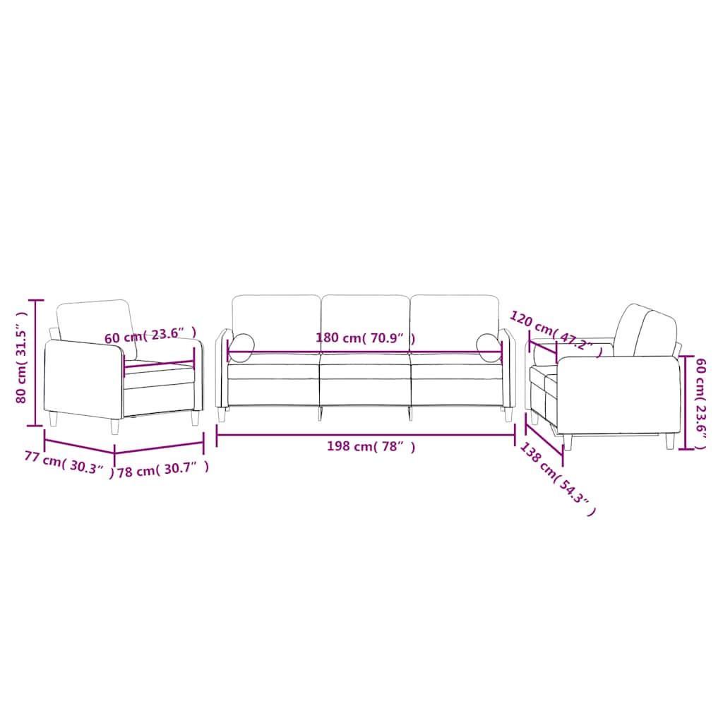 Set di Divani 3 pz con Cuscini Blu in Velluto | homemem39