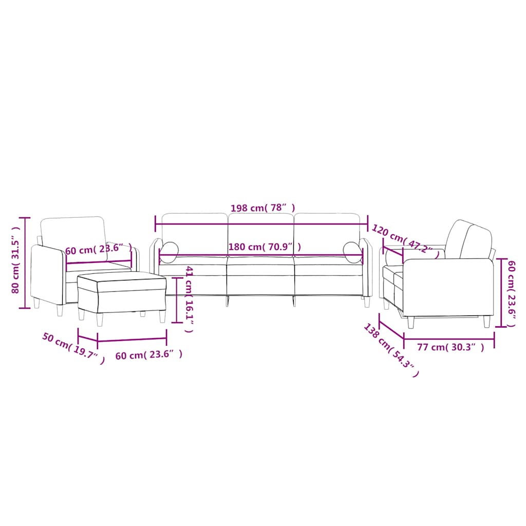 Set di Divani 4 pz con Cuscini Marrone in Velluto | homemem39
