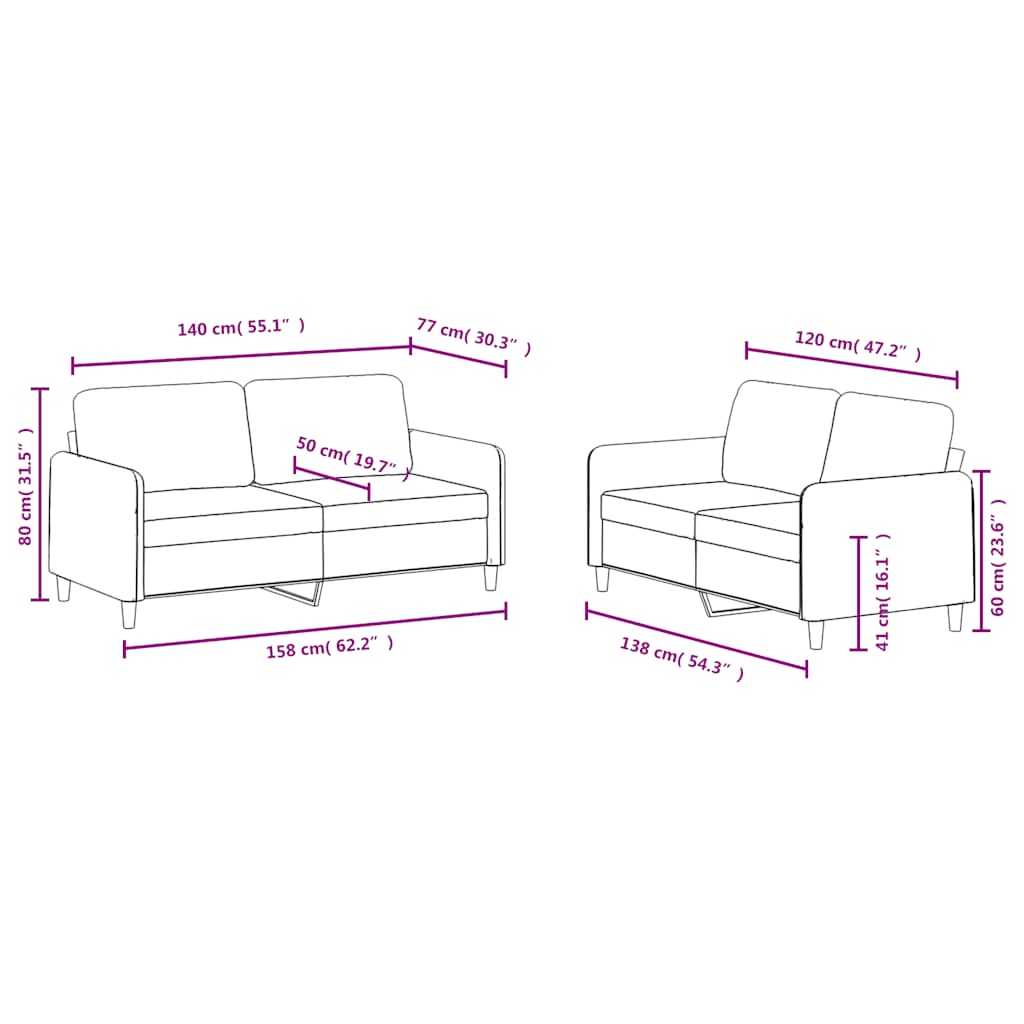 Set di Divani 2 pz Blu in Velluto | homemem39