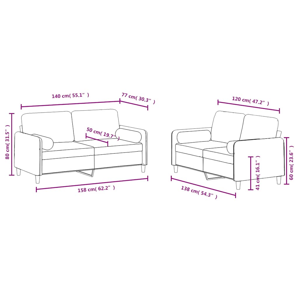 Set di Divani 2 pz con Cuscini Blu in Velluto | homemem39