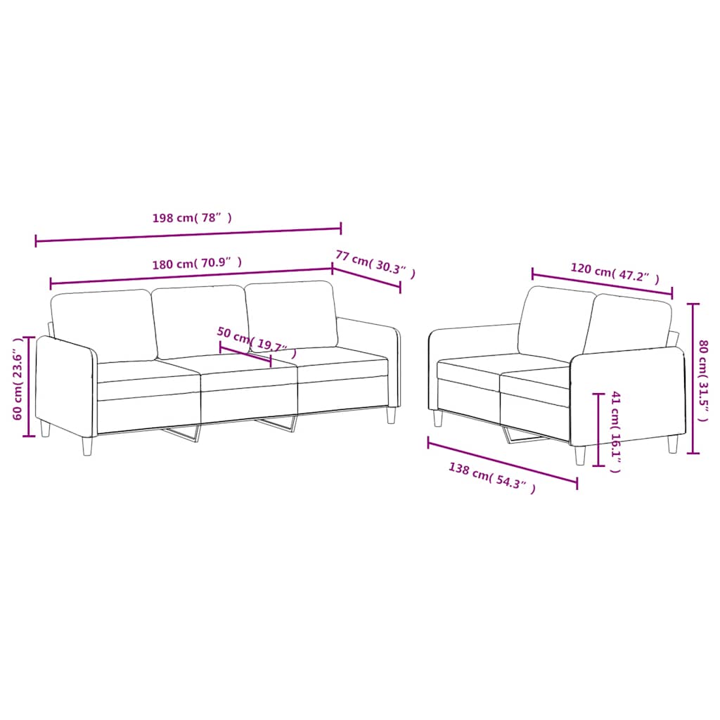 Set di Divani 2 pz Marrone in Velluto | homemem39