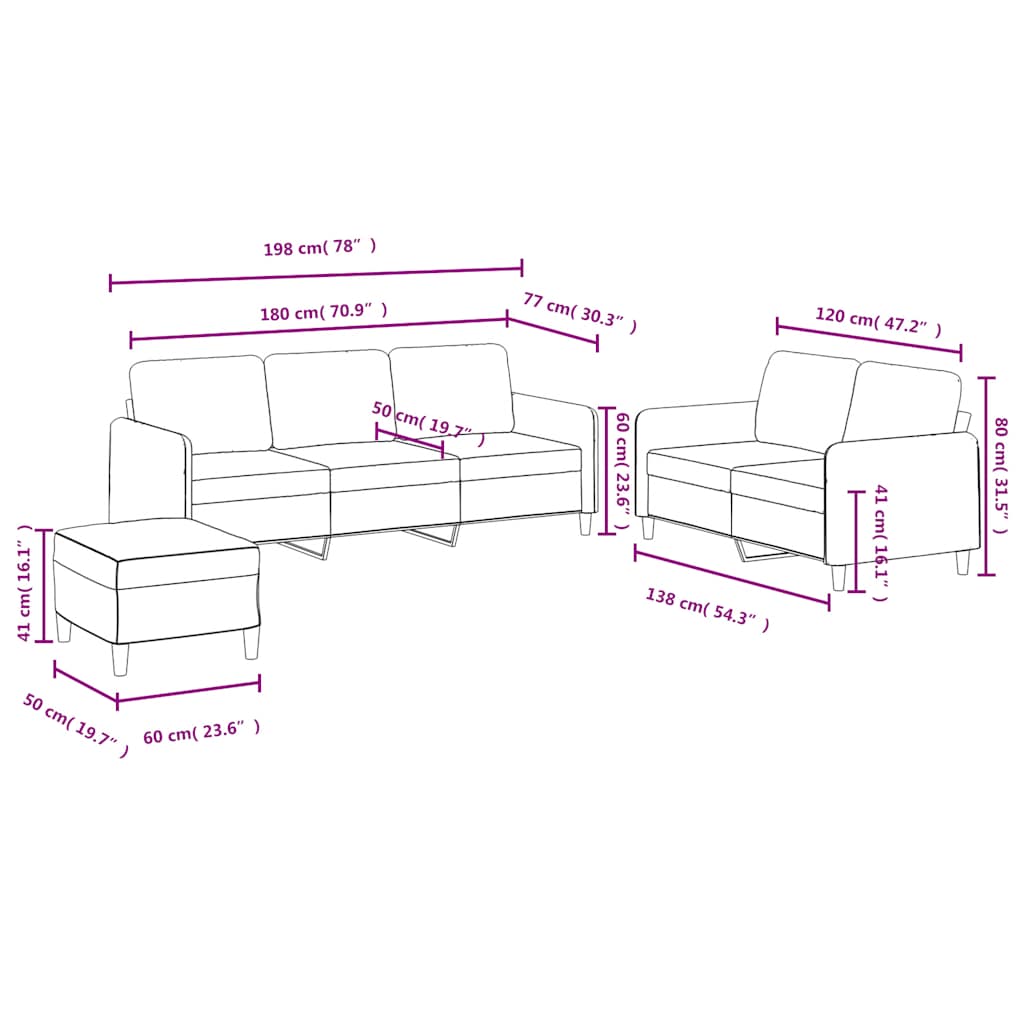 Set di Divani 3 pz Marrone in Velluto | homemem39