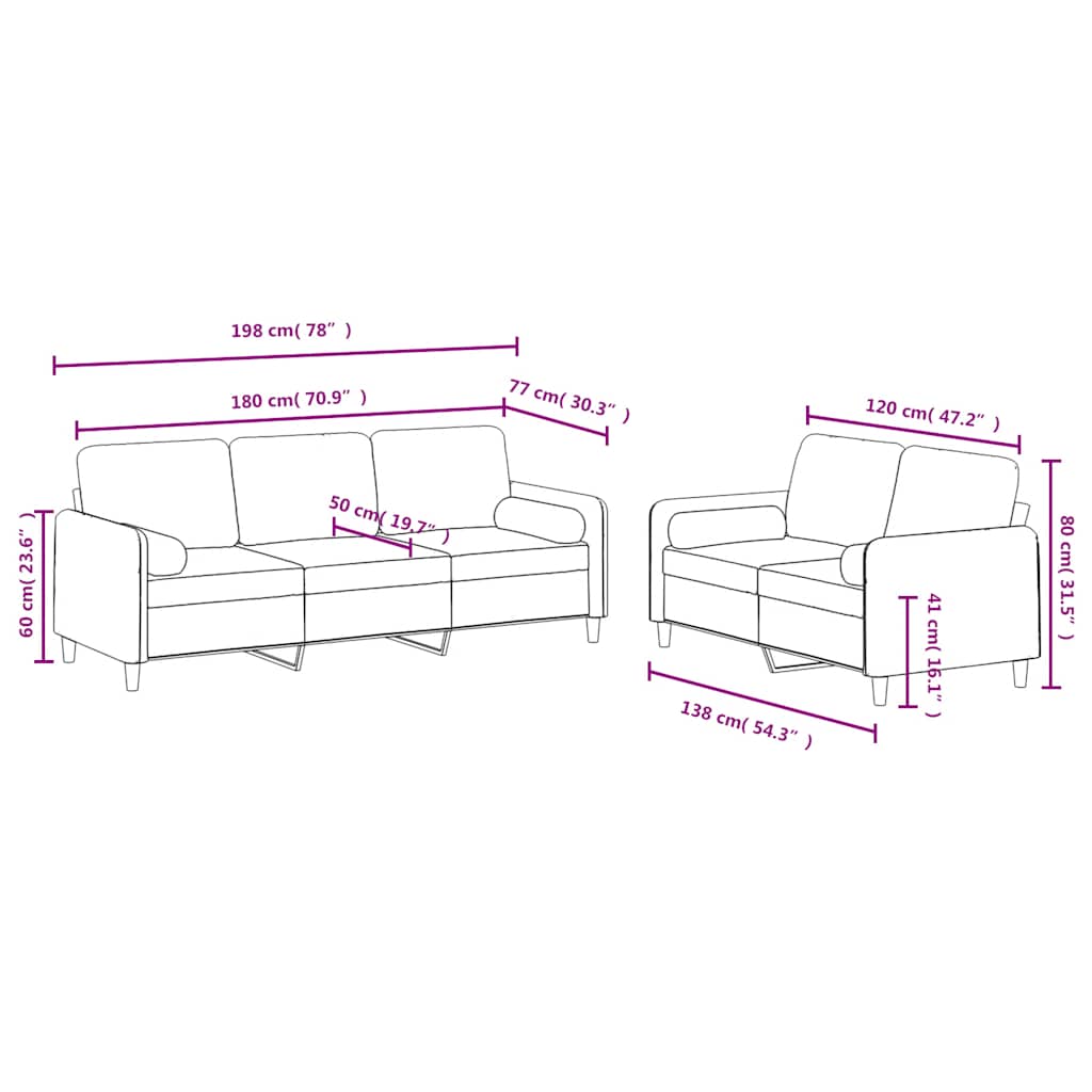 Set di Divani 2 pz con Cuscini Verde Scuro in Velluto | homemem39