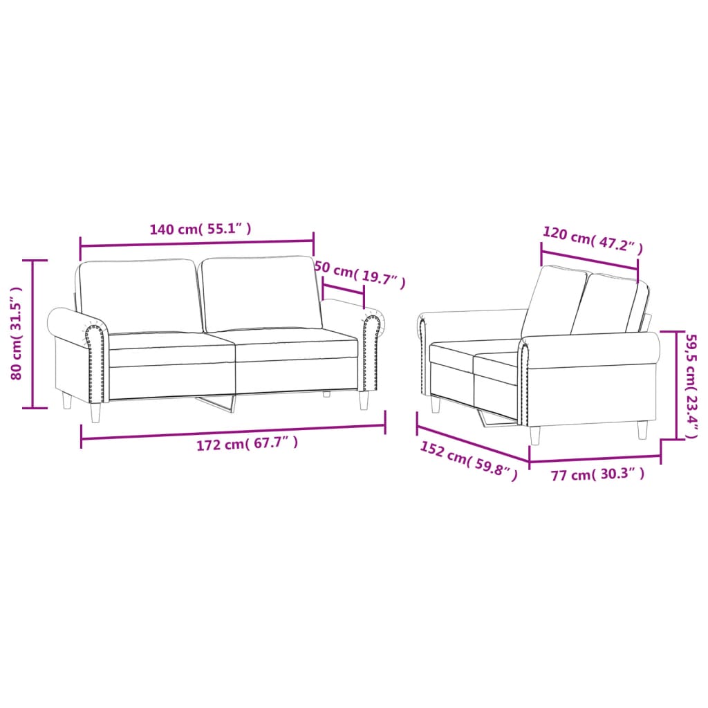 Set di Divani 2 pz con Cuscini Grigio Scuro in Velluto | homemem39