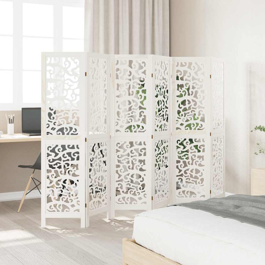 Divisorio Ambienti 6Pannelli Bianco Legno Massello di Paulownia | homemem39