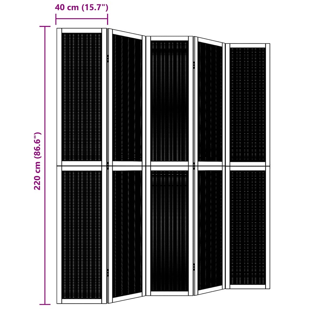 Divisorio Ambienti 5 Pannelli Marrone Legno Massello Paulownia