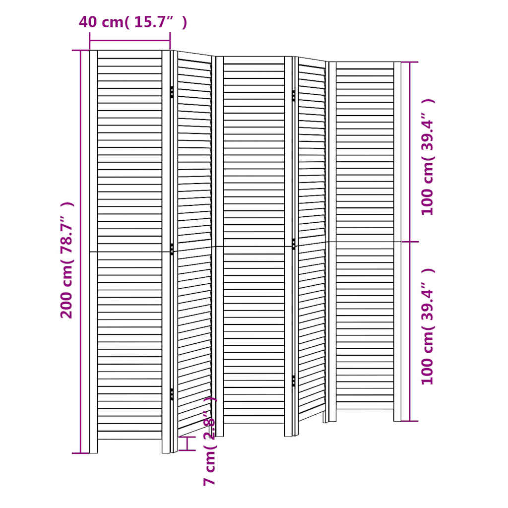 Divisorio Ambienti 5Pannelli Bianco Legno Massello di Paulownia | homemem39