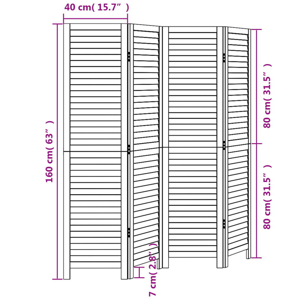 Divisorio Ambienti 4 Pannelli Nero Legno Massello di Paulownia | homemem39