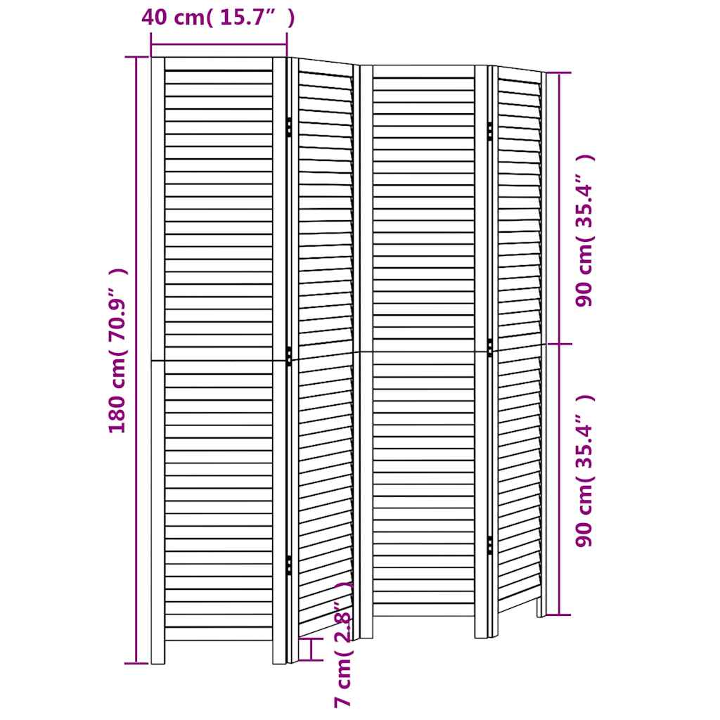 Divisorio Ambienti 4 Pannelli Nero Legno Massello di Paulownia | homemem39