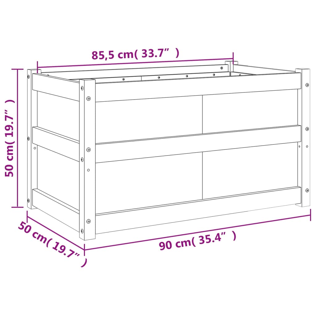 Fioriera da Giardino Bianca 90x50x50 cm Legno Massello di Pino | homemem39