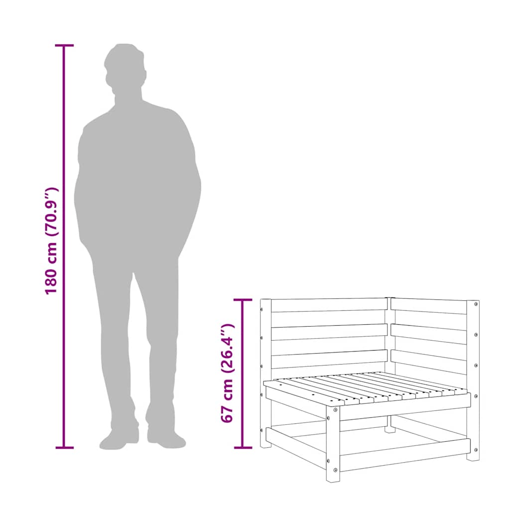 Divani Angolari Giardino 2pz Marrone Cera 70x70x67cm Legno Pino