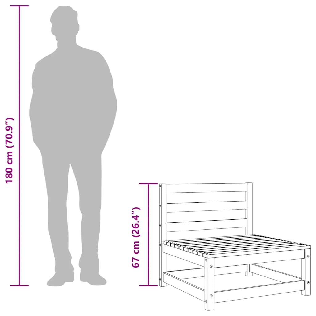 Divani da Giardino Senza Braccioli 2pz 70x70x67cm Massello Pino | homemem39
