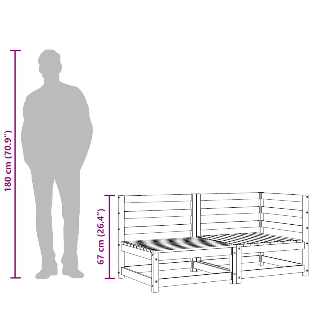 Divano da Giardino a 2 Posti in Legno Massello di Pino Bianco - homemem39