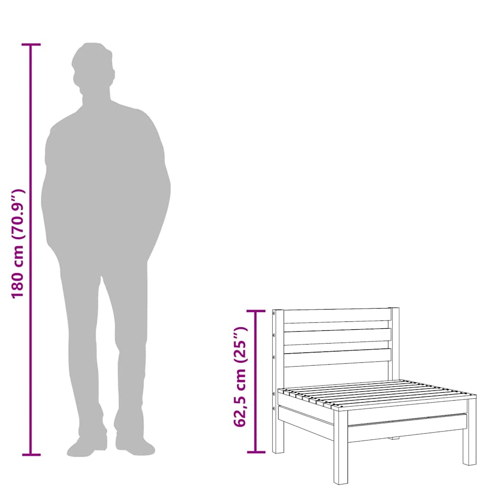 Divani Senza Braccioli Giardino 4pz Marrone Cera Massello Pino