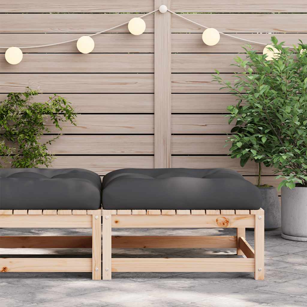 Poggiapiedi da Giardino con Cuscino in Legno Massello di Pino | homemem39