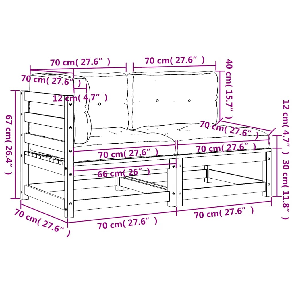 Divano da Giardino con Cuscini 2 Posti Legno Massello Douglas - homemem39