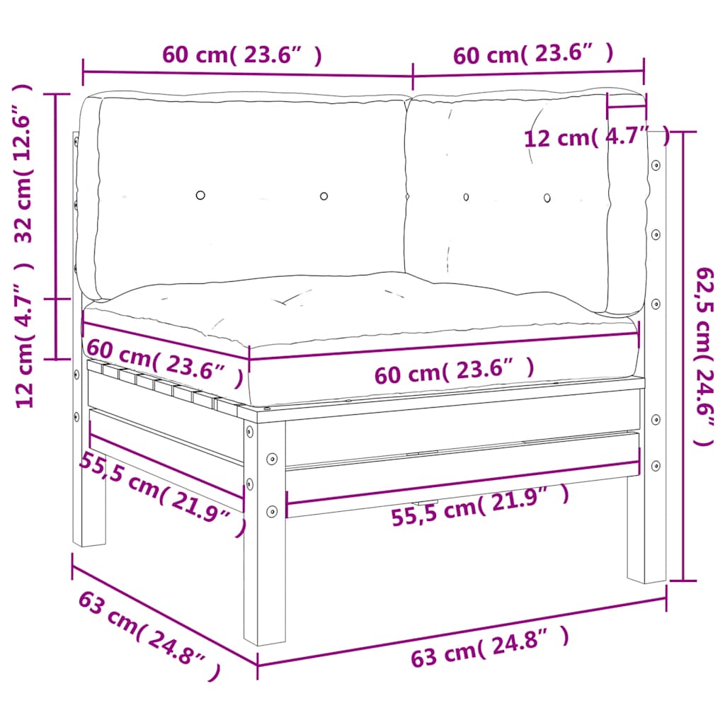 Divani Angolari da Giardino Cuscini 2pz Legno Impregnato Pino | homemem39