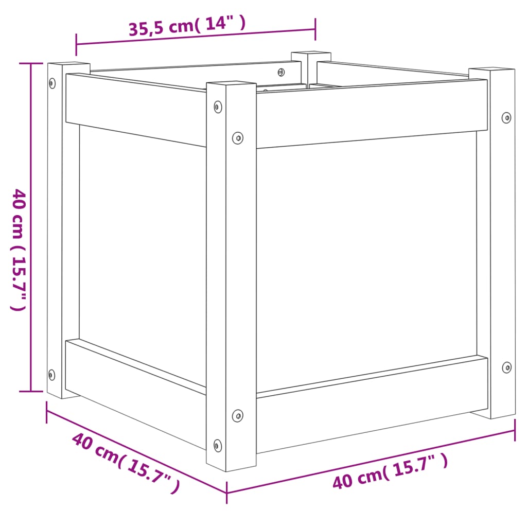 Fioriera da Giardino 40x40x40 cm in Legno Massello di Pino | homemem39