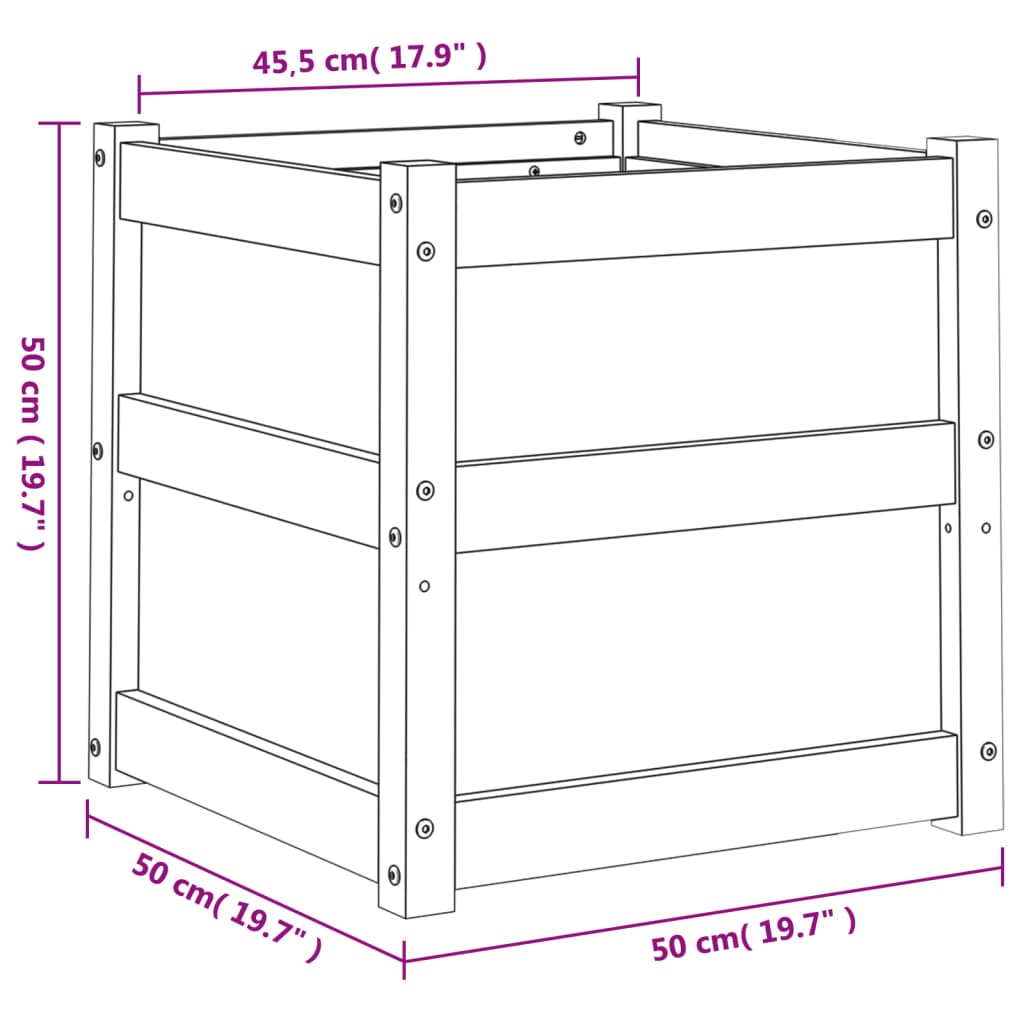 Fioriera da Giardino Bianca 50x50x50 cm Legno Massello di Pino | homemem39