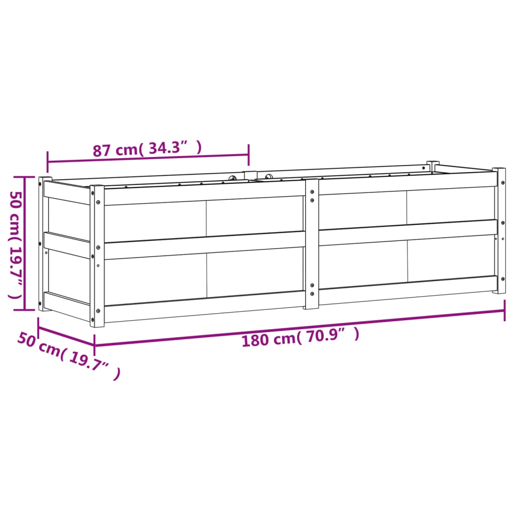 Fioriera da Giardino 180x50x50 cm in Legno Massello di Douglas | homemem39