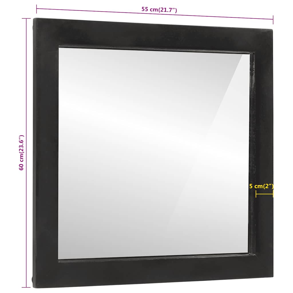Specchio da Bagno 55x1x60 cm in Vetro e Legno Massello di Mango | homemem39