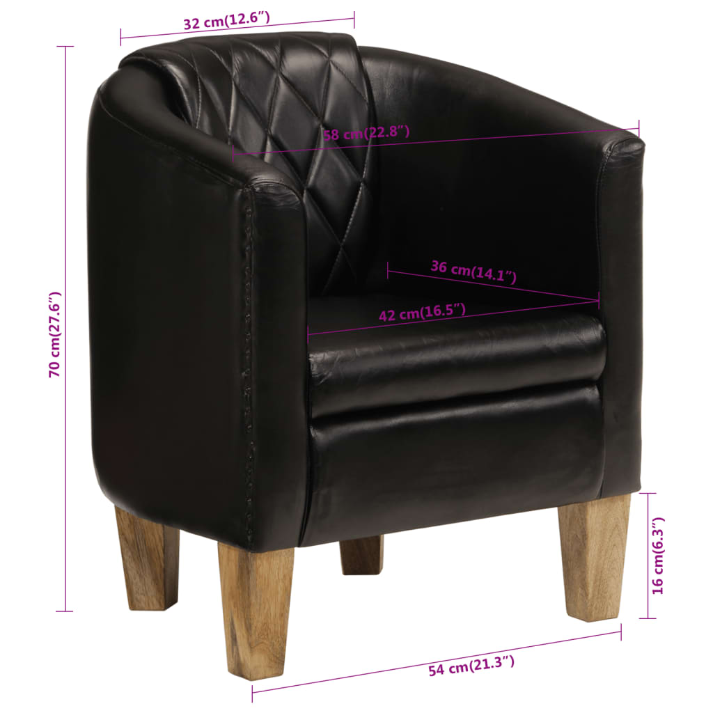 Poltrona Cabriolet Nera in Vera Pelle | homemem39