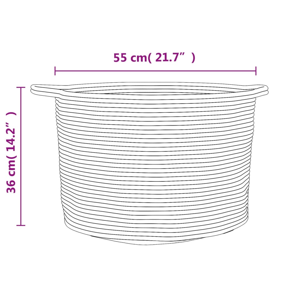 Cesto per Biancheria Marrone e Bianco Ø55x36 cm in Cotone | homemem39