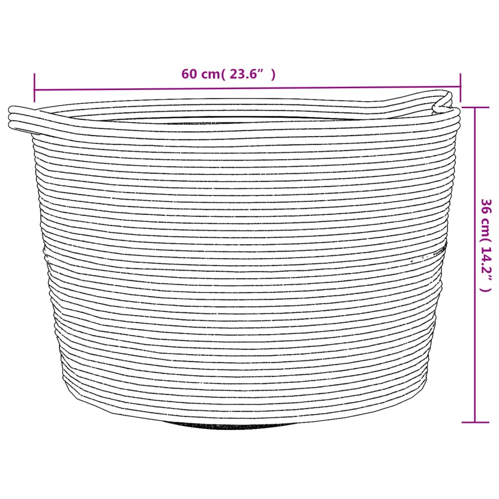 Cesto per Biancheria Marrone e Bianco Ø60x36 cm in Cotone | homemem39
